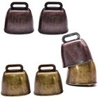 6 Pcs Metal Cow Bell, Cowbell Retro Bell For Horse Sheep Grazing Copper,3385