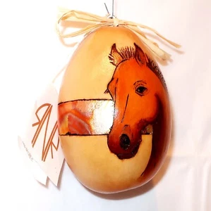 HORSE PORTRAIT GOURD ART Hand Painted and Signed by Artist Rosemarie N Rush OOAK - Picture 1 of 9