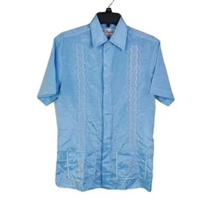 Vintage Cuban Caribbean Style Cool Light-weight Button Down Shirt Pockets Small - Picture 1 of 6