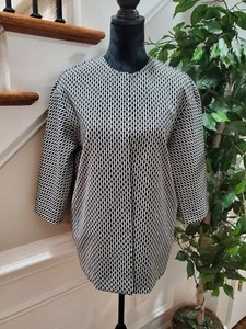 Anne Klein Women's Black & White Polyester Long Sleeve Open Front Blazer Size 4 - Picture 1 of 12