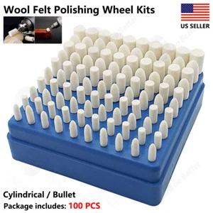 100 Pcs Wool Felt Polishing Buffing Wheel Pads Kit Waxing-Head Wheel For Dremel - Picture 1 of 10