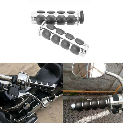 Chrome 1" Motorcycle Handle Bar Hand Grips For Harley Davidson Honda Suzuki - Image 1 of 4