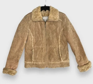 Vintage Women's 90s Wilsons Leather MAXIMA Suede Moto Jacket Shearling Medium - Picture 1 of 11