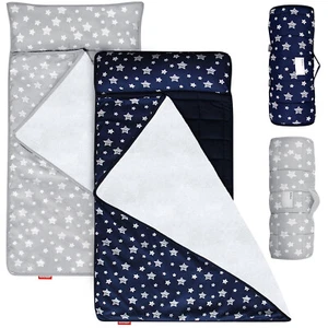 Portable Toddler Nap Mat with Pillow & Fleece Minky Blanket Multicolor 21"x50'' - Picture 1 of 66