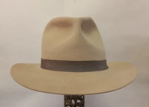 Size 7 ¼ Vintage John B Stetson 7X Beaver Indiana Jones Style Cowboy Hat/Fedora - Picture 1 of 24