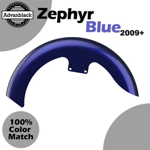 Fits 09+ Harley Advanblack ZEPHYR BLUE 19" Reveal Wrapper Hugger Front Fender - Picture 1 of 9