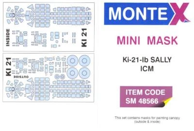 Montex 1/48 MITSUBISHI Ki-21-Ib SALLY CANOPY & WHEELS PAINT MASK ICM Models - Image 1 of 2