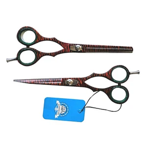Juego de 4 tijeras de corte de pelo profesionales Xcellence marrón/negro - Imagen 1 de 12