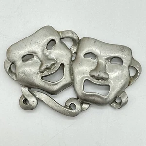 Commedia Tragedia Maschere Vintage Peltro Ciondolo Canadese LCD - Foto 1 di 2