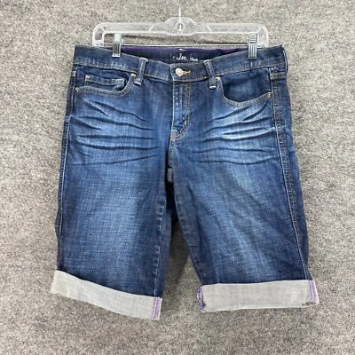 London Jeans Shorts Women 8 Blue Denim Dark Wash Cuffed Mid Rise Chino Pockets - Image 1 of 4