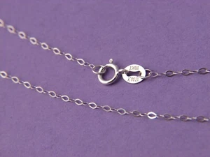 Collana Catena Catena Cavi Piatti Oro Bianco 10 Kt Vero 1,3 mm Oro Vero - Foto 1 di 6