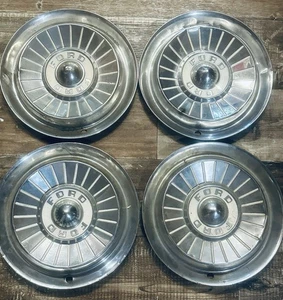 Ford 1957 Fairlane Thunderbird Hubcaps Set Of 4 OEM Dog Dish Wheel Covers - Picture 1 of 3