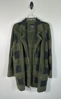 Liverpool Los Angeles Coatigan Women PXL Black Green Buffalo Check Open Front - Image 1 of 4