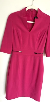 Vestido forrado Tahari Arthur S. Levine para mujer talla 2 rosa intenso estilo Elle Foto 1 de 4