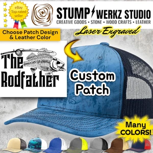Custom Trucker Hat Baseball Cap Personalized Richardson Fishing Rod Father Funny - Picture 1 of 23