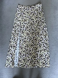 H&M Midi Skirt Floral Print Slit 10 - Picture 1 of 10