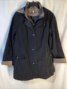 Gallery Woman Black Polyester Mid-Length Coat 2X XXL Button/Zipper Closure - Picture 1 of 6