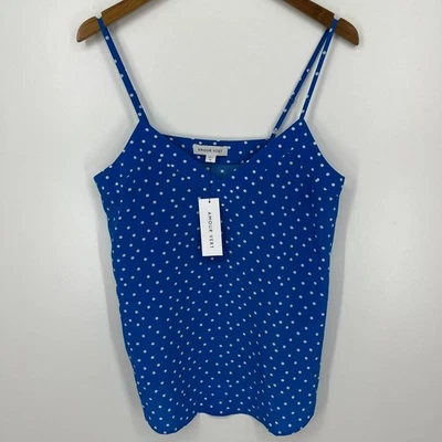 Amour Vert Silk Tank Top Women's M Blue Polka Dot Barlow Riviera New NWT - Image 1 of 4