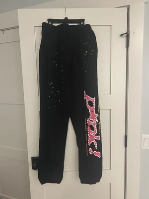 Sp5der Young Thug Sweatpants Pink/Black, Size Large - Image 1 of 4