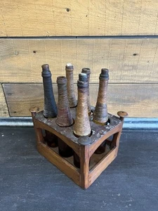 Antique Beer Wine Bottle Carrier Early Wood Primitive Construction - Picture 1 of 8