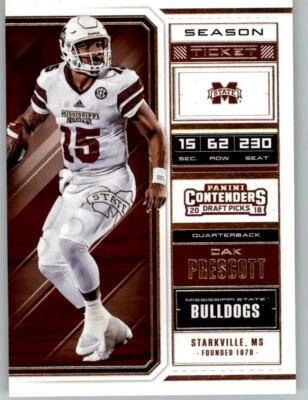 2018 Panini Contenders Draft Picks #24 Dak Prescott (Miss. State) - Cowboys - Image 1 of 2