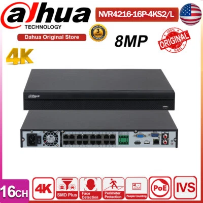 Dahua 16CH 16PoE NVR 4K 8MP NVR4216-16P-4KS2 16 channel Nework Video recorder