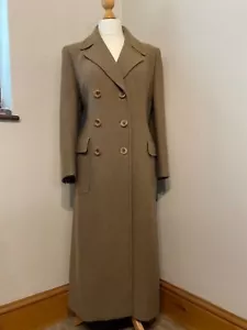 Mansfield Brown Gold herringbone tweed wool true vintage long Maxi coat Size 14 - Picture 1 of 11