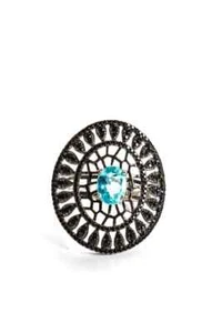 Rarities Womens Sterling Silver Blue Apatite, Spinel Floral Cocktail Ring Size 7 - Picture 1 of 9