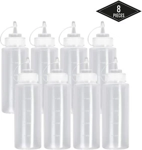 8 Pack Plastic Squeeze Sauce Bottles Kitchen Condiment Dispenser Mayo 500ml  - Picture 1 of 8