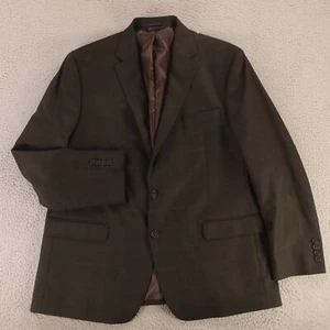 Prince of Wales Check Jacket XL Brown Glen Check Polyester Blazer Sport Coat 46R - Picture 1 of 14