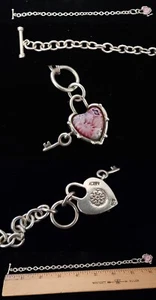 Alan K Millefiori Sterling Silver Heart & Key Murano Glass Bracelet br304 - Picture 1 of 1