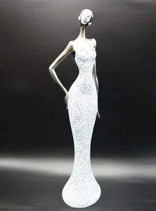 Elegante Adorno Figura Mujer - 40cm Alto - Piedra con Detalle Metálico Pintado - Imagen 1 de 7