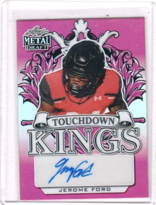 Jerome Ford 2022 Leaf Metal Draft Touchdown Kings Pink 11/20 Rookie Auto - Image 1 of 2