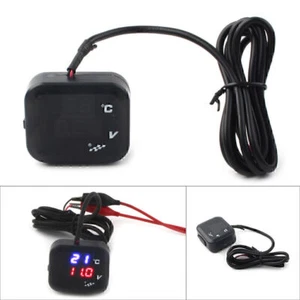 Motorcycle Air Temperature Gauge LED Voltmeter Voltage Thermometer Meter USB - Picture 1 of 12