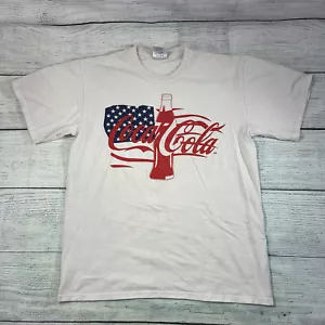 Coca Cola American Flag Graphic White T-Shirt Port and Company Men's M VTG - Picture 1 of 10