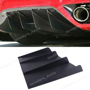 For Universal Rear Diffuser 4 Fins Bumper Splitter Chin Spoiler Lip Black US - Picture 1 of 11