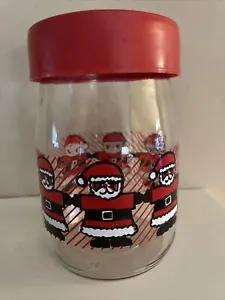 Vintage Retro 1987 Carlton Glass Santa Christmas Cookie Jar w Red Lid 1 Liter - Picture 1 of 6