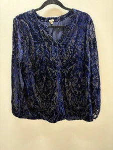 Camicia Reba Velluto Burnout Grande Spalla Fredda Stravagante Grunge Western Artsy - Foto 1 di 7