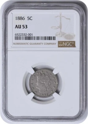 1886 Liberty Nickel AU53 NGC - Image 1 of 4