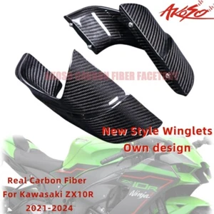 For Kawasaki ZX10R 2021-2024 Carbon Fiber Front Aerodynamic Spoiler Winglet Kits - Picture 1 of 13