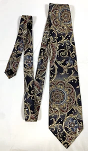 J.T. Corbata de seda Beckett para hombre azul, floral y geométrica hojas de acanto barroco - Imagen 1 de 7