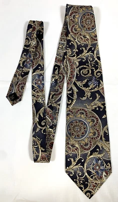 J.T. Corbata de seda Beckett para hombre azul, floral y geométrica hojas de acanto barroca Foto 1 de 4