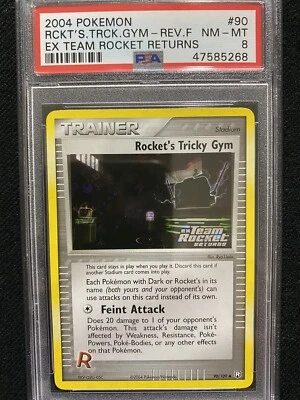 Pokemon EX Team Rocket Returns Rocket's Tricky Gym Reverse Foil 90/109 PSA 8 - Image 1 of 2
