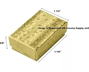 Clearance 200 Small Gold Cotton Fill Packaging Gift Boxes 1 7/8" x 1 1/4" x 5/8" - Picture 1 of 2