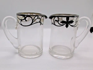 Antikes Paar offene Milchkännchen mit Silberüberzug 3,5" hoch - Bild 1 von 4