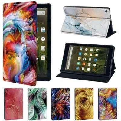 For Amazon Fire HD 8/Plus/12th 2024- Abstract PU Leather tablet Stand Cover Case - Image 1 of 4