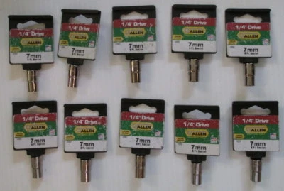Allen brand 7mm hex socket lot of 10 10707 1/4 drive" - Image 1 of 2