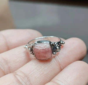 Hermoso anillo de rodocrosita de plata 925 hecho a mano joyería de todos los tamaños de anillo - Imagen 1 de 4