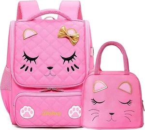 Girls Bow-Knot Backpack Set Elementary School Bag with Lunch Bag Cute Daypack - Picture 1 of 8