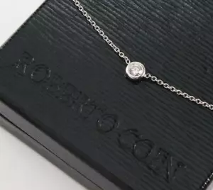 ROBERTO MÜNZE 18K WEISSGOLD DIAMANT 0,5ctw SOLITÄR-LÜNETTE SET HALSKETTE ANHÄNGER - Bild 1 von 12
